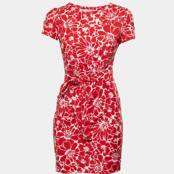 Diane Von Furstenberg Dresses & Skirts - Diane Von Furstenberg Zoe in Dahlia small Poppy Floral Mini Red Dress 0